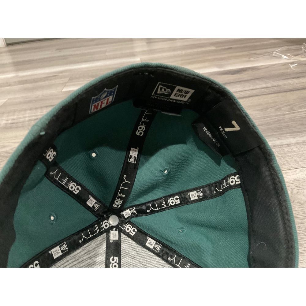 New Era 59FIFTY Philadelphia Eagles Fitted Hat Size 7 Teal Black NFL Cap - Picture 5 of 6